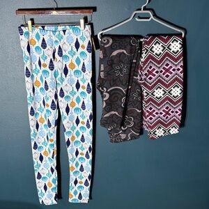 3x Stylish Women's Patterned Leggings Set